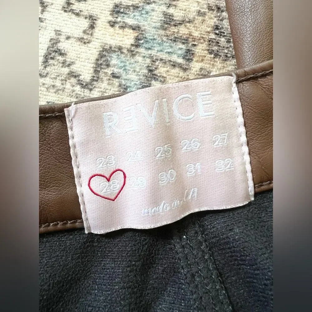 Revive revolve brown faux leather 909 High Street pants straight flare  fall - Picture 9 of 15